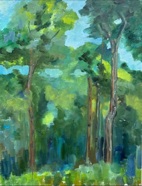 Painting of Blue and Green Moosemont Woods