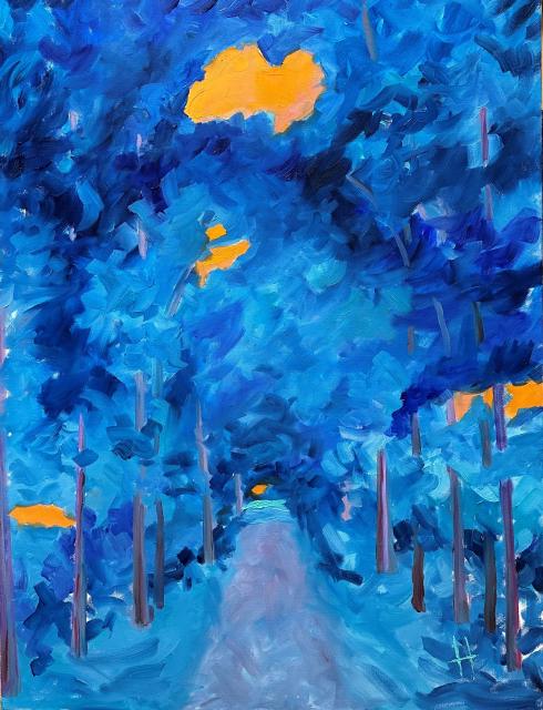 Painting of Blue Tree Tunnel