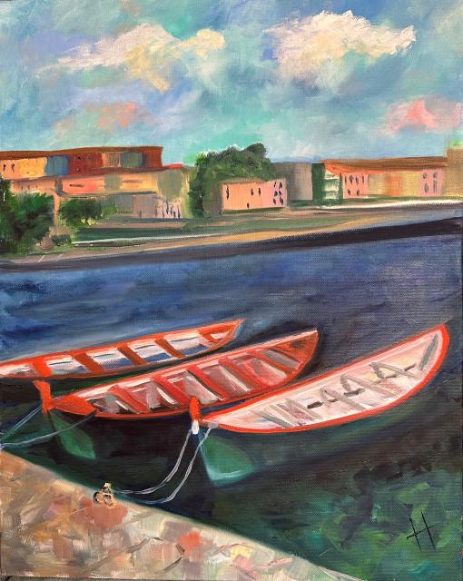 Painting of Boats in Collioure #2