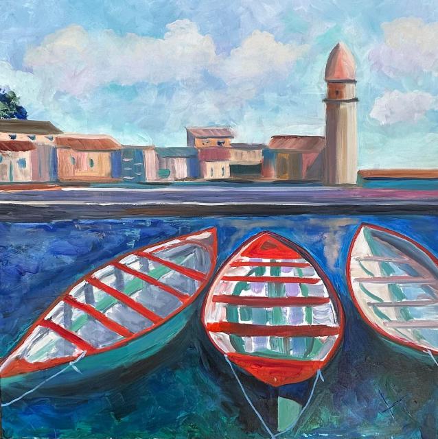 Painting of Boats in Collioure #1