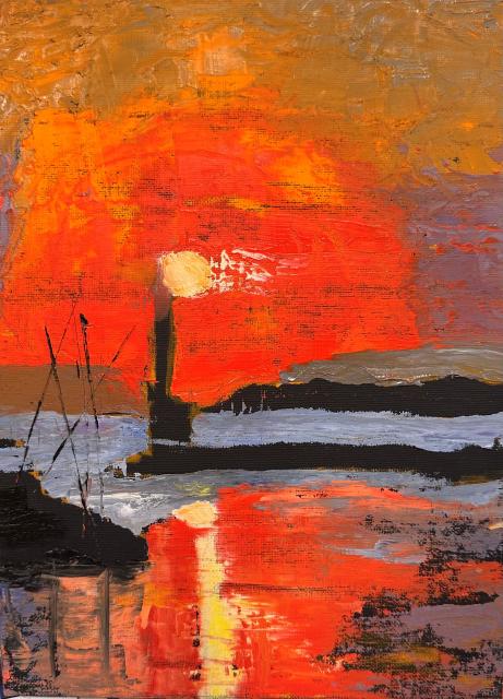 Painting of Chania Lighthouse Sunset