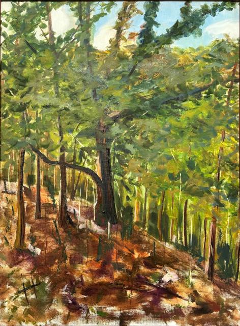 Painting of Dappled Light in Woods