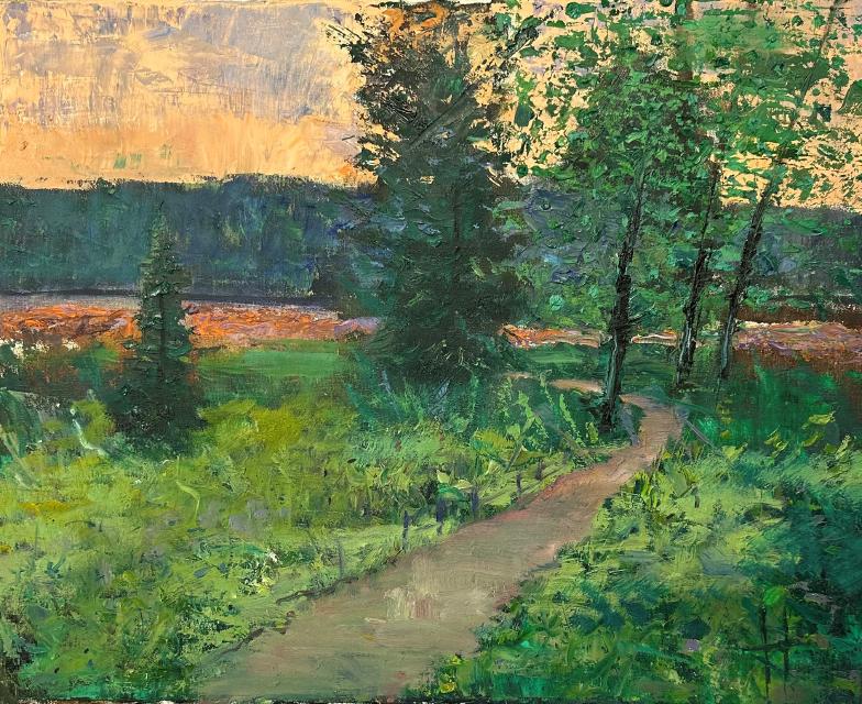 Painting of Path Through Woods to Water